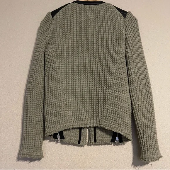 IRO Taupe Ceylona Knit Jacket with Leather Trim Blazer - Picture 4 of 11